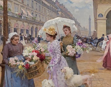 Louis Marie Schryver marchande fleurs rue Rivoli Portal Parisienne Pinturas al óleo